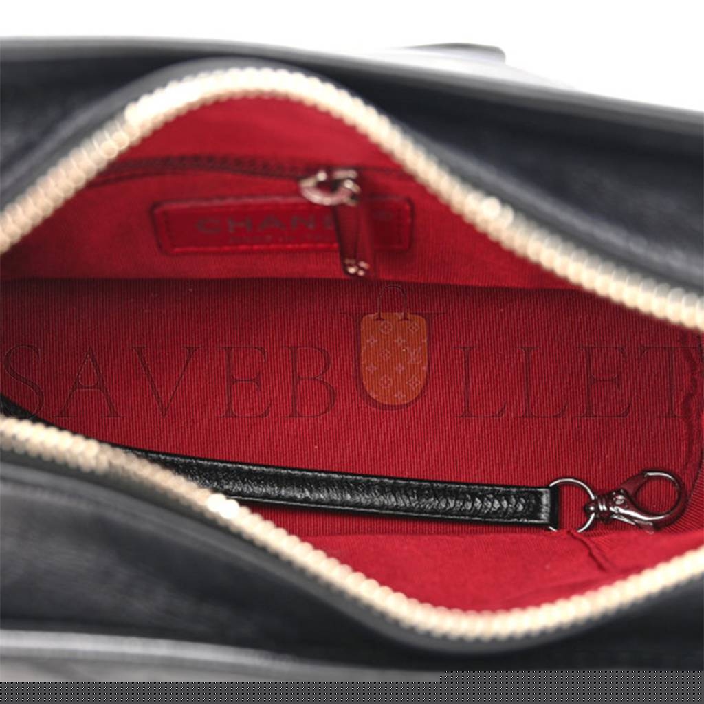 Ch*el master calfskin quilted small gabrielle hobo black as1521 (20*15*8cm)